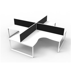 Rapidline Deluxe Infinity Loop Leg Corner Workstation+Screen 4 Person 3000/3000mmW Wht/Wht
