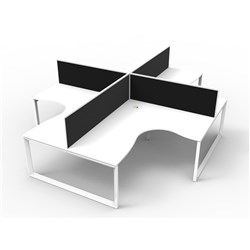 Rapidline Deluxe Infinity Loop Leg Corner Workstation+Screen 4 Person 3600/3000mmW Wht/Wht