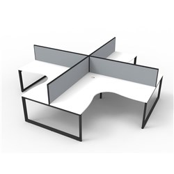 Rapidline Deluxe Infinity Loop Leg Corner Workstation+Screen 4 Person 3630/3630mmW Wht/Blk