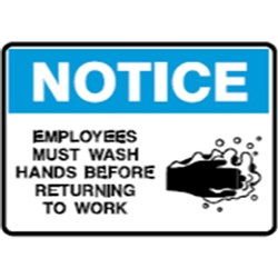 Brady Safety Sign Notice Wash Hands Before Returning To Work (Picto) 300W x 225mmH Poly