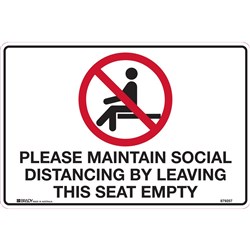 Brady Prohibition Safety Sign Maintain Social Distancing 300Wx225mmH Poly White/Red/Blk