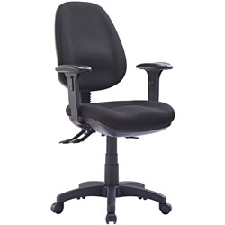P350 High Back Task Chair 3 Lever With Arms Black Fabric