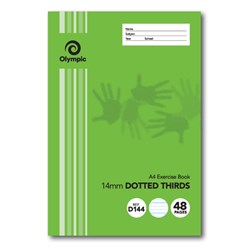Olympic D144i Exercise Book A4 14mm Dotted Thirds With Red Margin 48 Page