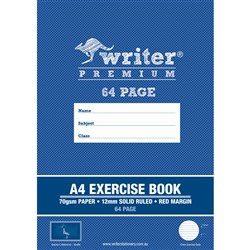 Writer Premium Exercise Book A4 64 Page 12mm Solid Ruled With Margin Giraffe