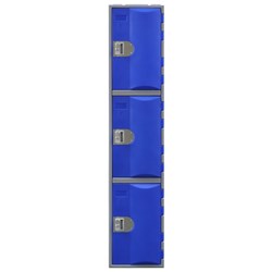 Steelco Heavy Duty Plastic Locker 3 Door 385W x 500D x 1800mmH Assorted Colours