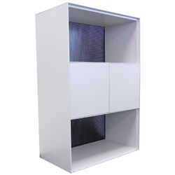 Steelco Modular Cabinet 800W x 450D x 1200mmH 3 Tier 1 Door 2 Open Shelves White