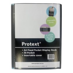 Protext Fixed Display Book A4 20 Pocket Insertable Cover And Spine Black