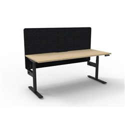 Rapidline Halo+ Single Sided Workstation + Black Eco Screen 1500Wx750Dx620-1270mmH Oak/Blk