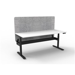 Rapidline Halo+ Single Sided Workstation + Grey Eco Screen +Tray 1200Wx620-1270mmH Wht/Bl