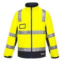 Huski Chassis Hi-Vis 2-in-1 Contrast Softshell Jacket 3 Layer 2XL Yellow And Navy