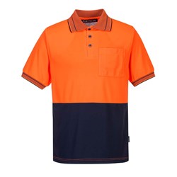 Portwest Hi-Vis Micro Mesh Polo Shirt Short Sleeve Extra Large Orange And Navy