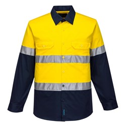 Portwest Hobart Hi-Vis Lightweight Contrast Shirt Long Sleeve 3XL Yellow/Navy