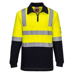 Portwest Modaflame Fire Resistant Day Night Brushed Fleece Jumper 2XL Yellow/Navy