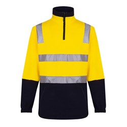 Portwest Hi-Vis Contrast 1/4 Zip Brush Fleece Jumper With Tape 3XL Yellow And Navy