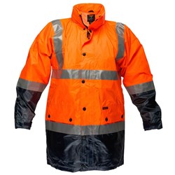 Portwest Eyre Hi-Vis Contrast Rain Traffic Jacket 5XL Orange And Navy