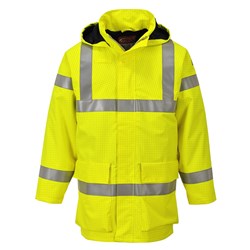 Portwest Bizflame Hi-Vis Flame Resistant Multi Light Rain Jacket 5XL Yellow
