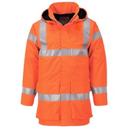 Portwest Bizflame Hi-Vis Flame Resistant Multi Light Rain Jacket 2XL Orange