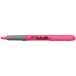 Bic Brite Liner Grip Highlighters Chisel 1.6-3.3mm Pink Pack Of 12