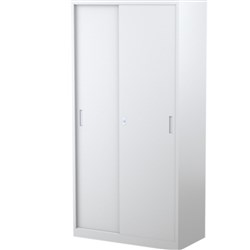 Steelco Sliding Door Cabinet 3 Shelves 914W x 465D x 1830mmH Silver Grey