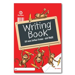 Olympic WM186 Writing Book 335 x 240mm 18mm Dotted Thirds 64 Page Monkey
