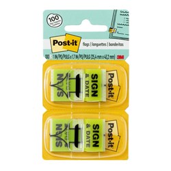 Post-It 680-SD2 Flags Twin Pack 25x43mm Sign & Date Green Pack of 2