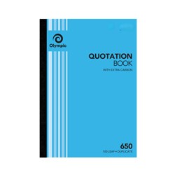 Olympic 650 Quote Book Carbon Duplicate A4 50 Leaf Blue