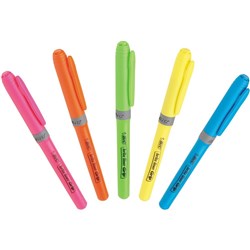 Bic Brite Liner Grip Highlighters Chisel 1.6-3.3mm Assorted Colours Pack Of 5