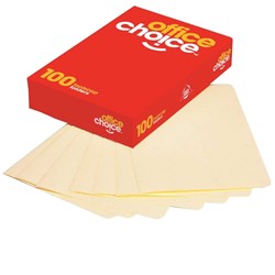  MANILLA FOLDERS FOOLSCAP BUFF Box of 100 OFFICE CHOICE