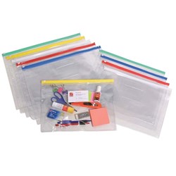 Marbig Clear Case A4 335 x 245mm With Coloured Zip Assorted