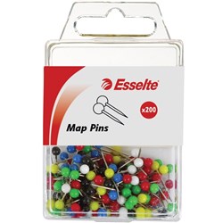 Esselte Map Pins Assorted Colours Pack Of 200